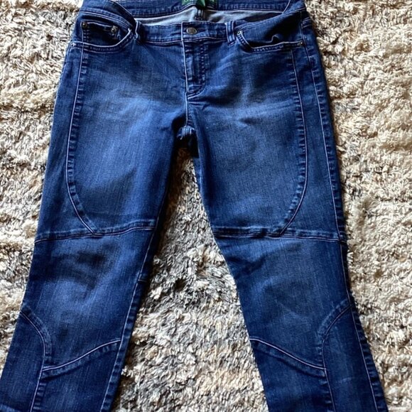 LRL Ralph Lauren Blue Stretch Denim Biker Jeans Women’s Size 8 - Picture 2 of 6